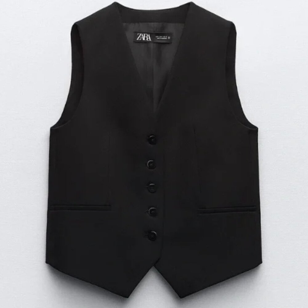 Zara Black Button Down Vest